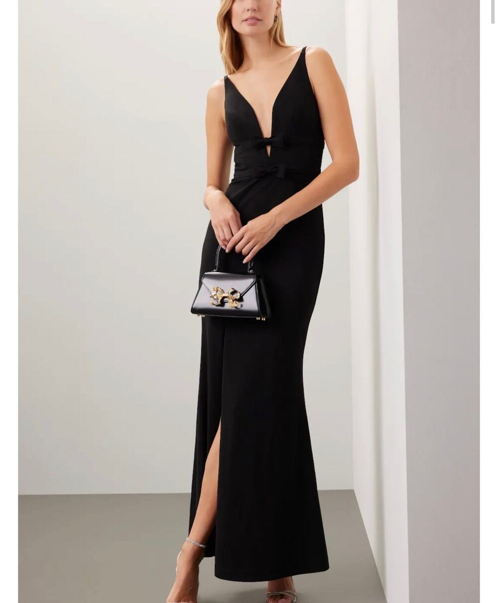 New dress the population black viola gown dress size small plunging neckline